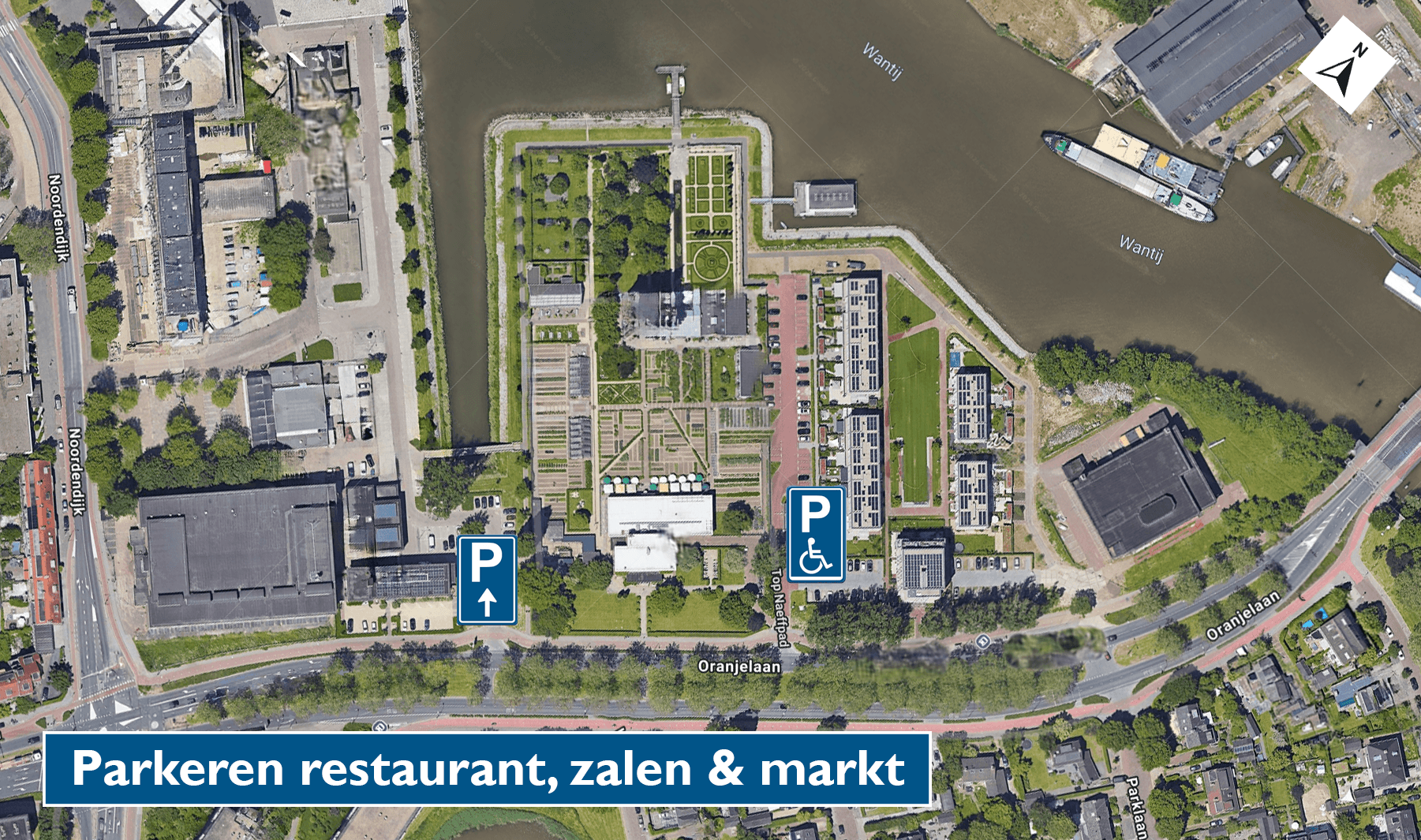 Map showing parking locations at Villa Augustus